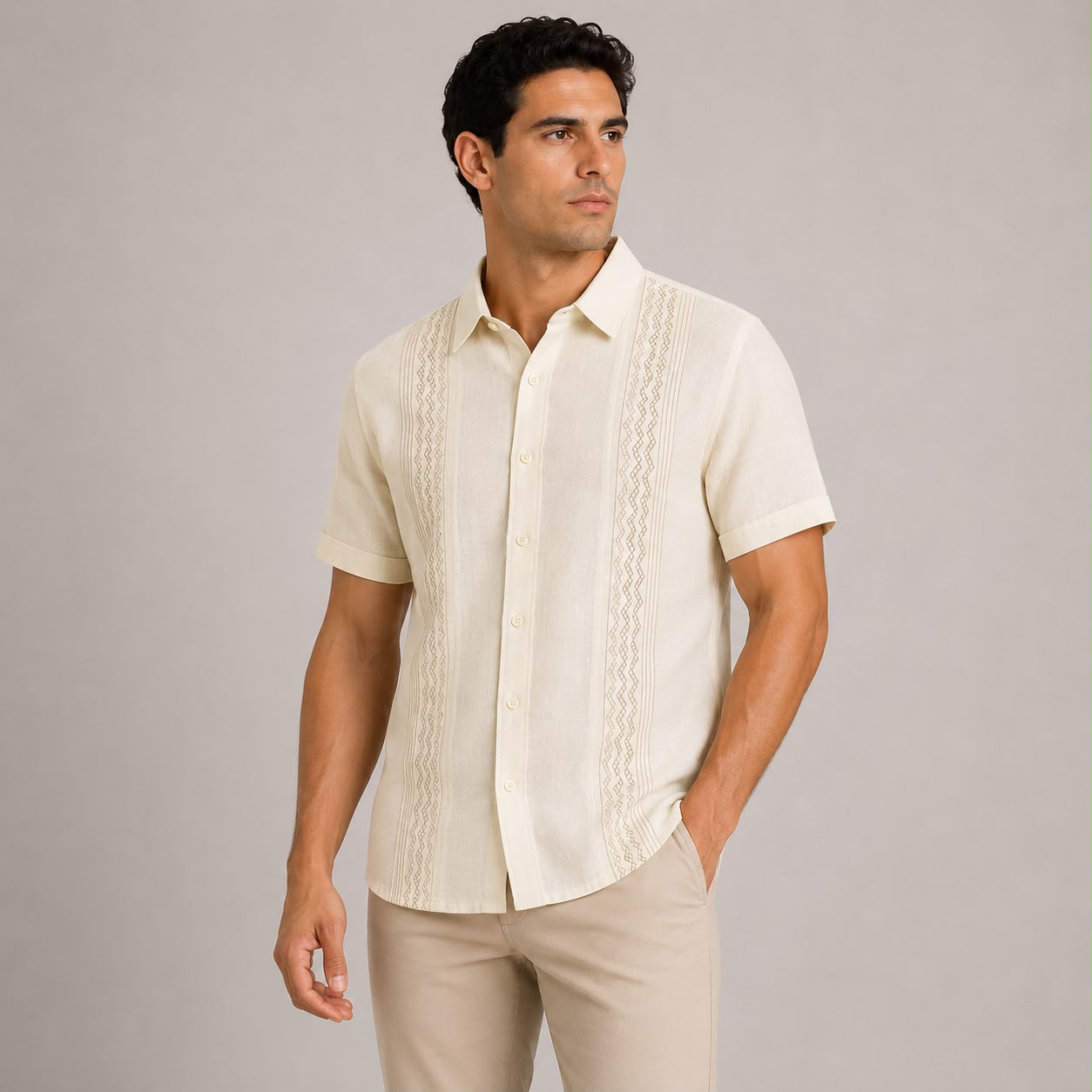 CAMISA MANGA CORTA ESTILO GUAYABERA