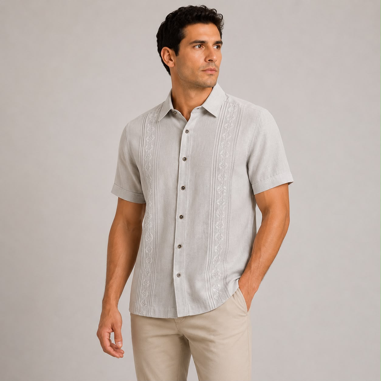 CAMISA MANGA CORTA ESTILO GUAYABERA