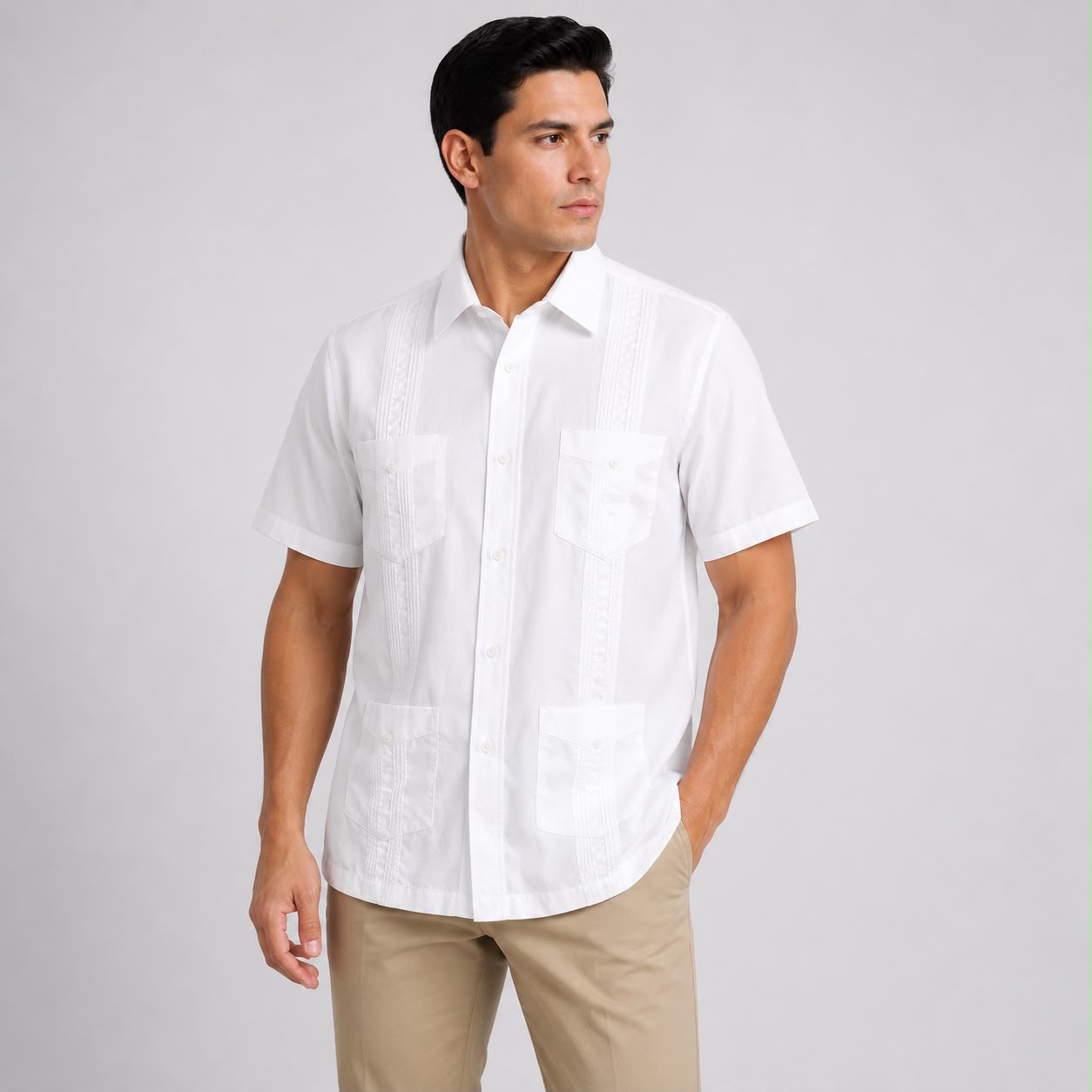 CAMISA MANGA CORTA ESTILO GUAYABERA
