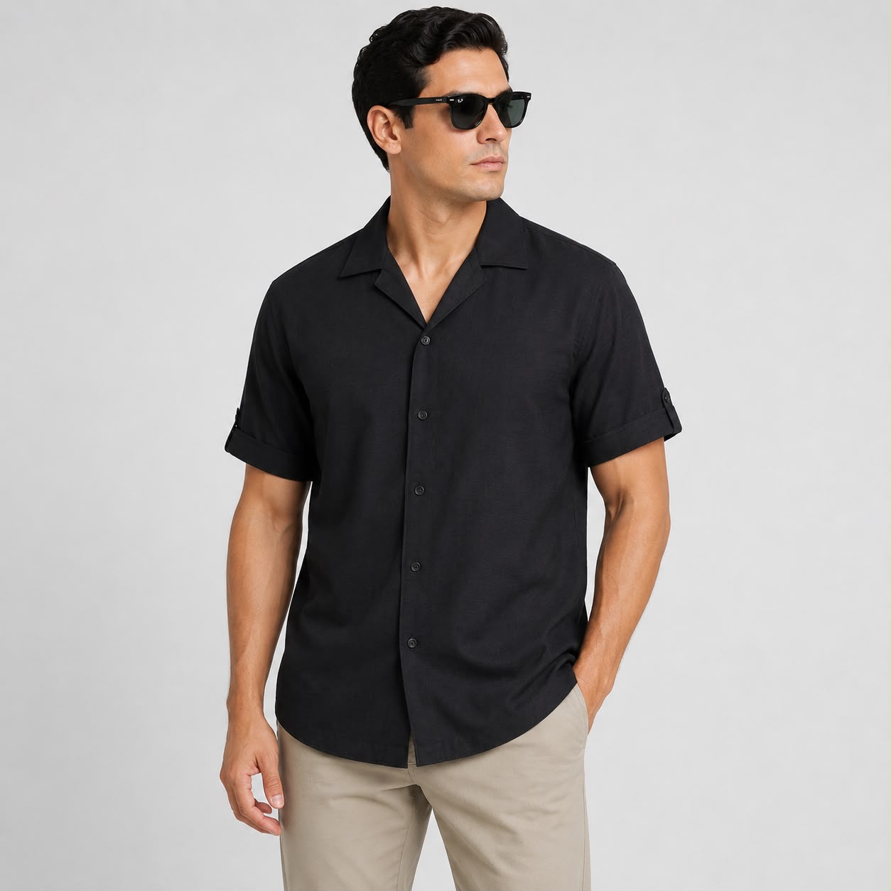 CAMISA MANGA CORTA ESTILO GUAYABERA