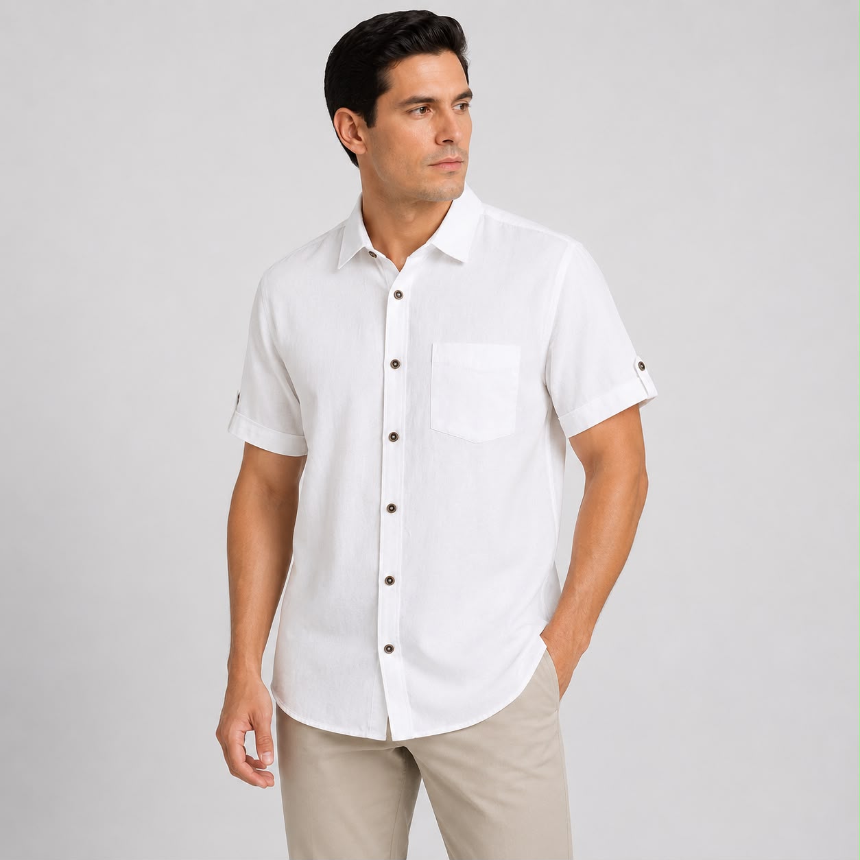 CAMISA MANGA CORTA ESTILO GUAYABERA