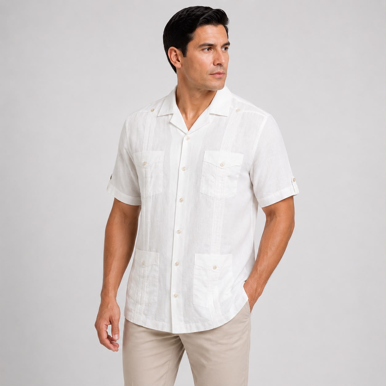 CAMISA MANGA CORTA ESTILO GUAYABERA
