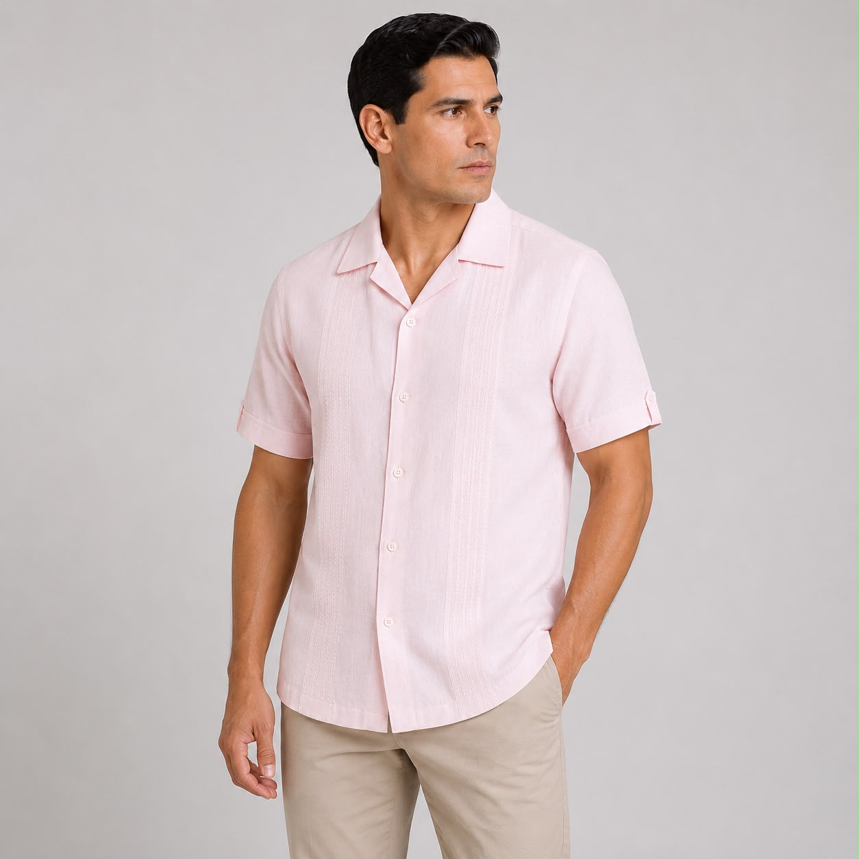 CAMISA MANGA CORTA ESTILO GUAYABERA