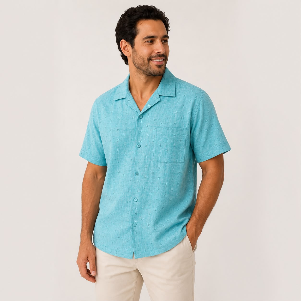 CAMISA MANGA CORTA ESTILO GUAYABERA