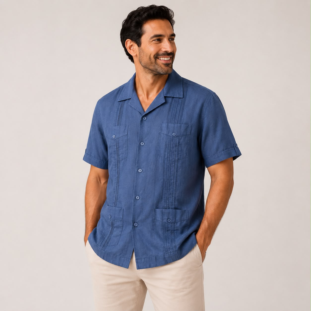 CAMISA MANGA CORTA ESTILO GUAYABERA