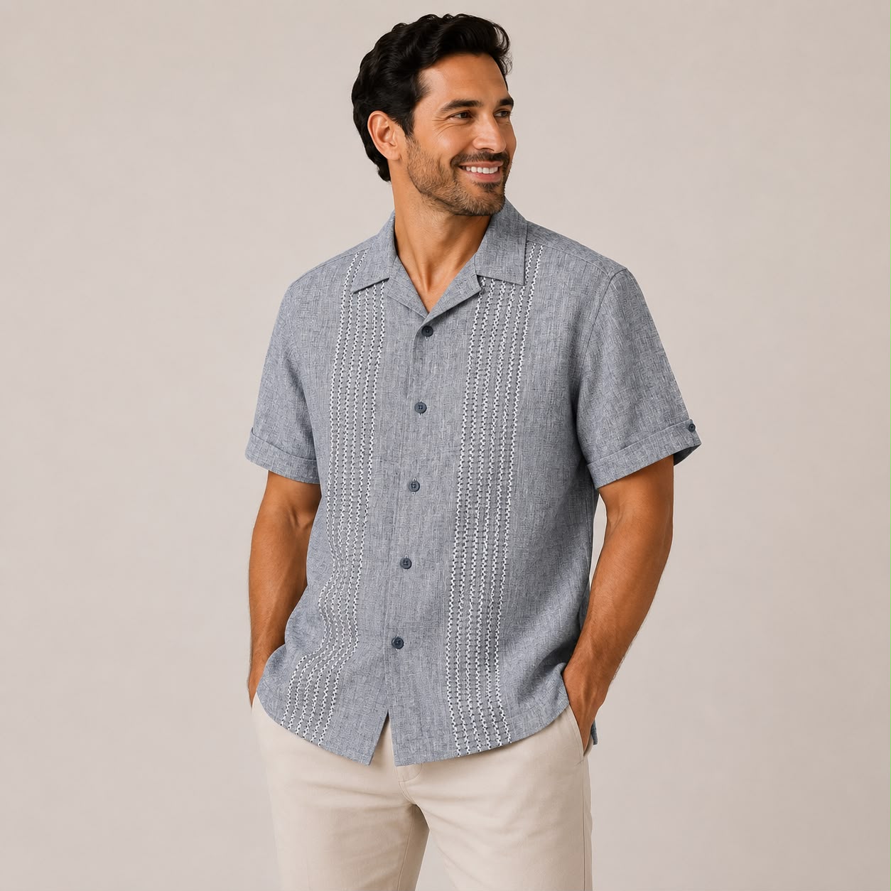 CAMISA MANGA CORTA ESTILO GUAYABERA