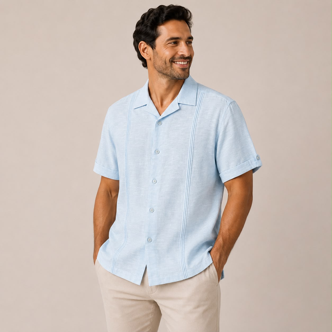 CAMISA MANGA CORTA ESTILO GUAYABERA