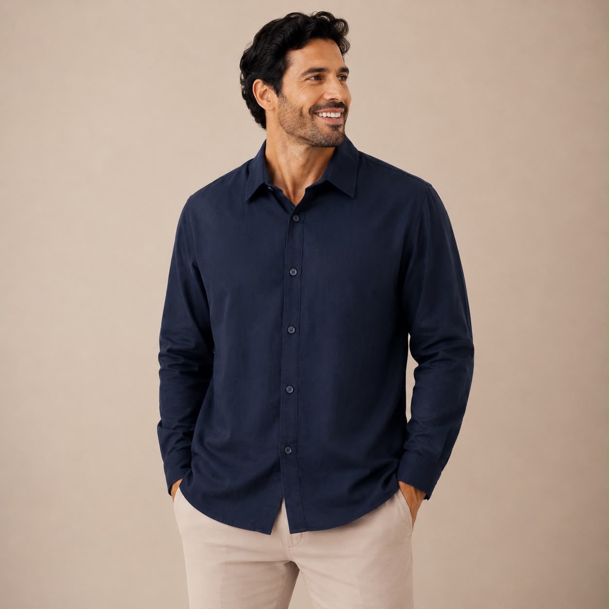 CAMISA MANGA LARGA ESTILO GUAYABERA