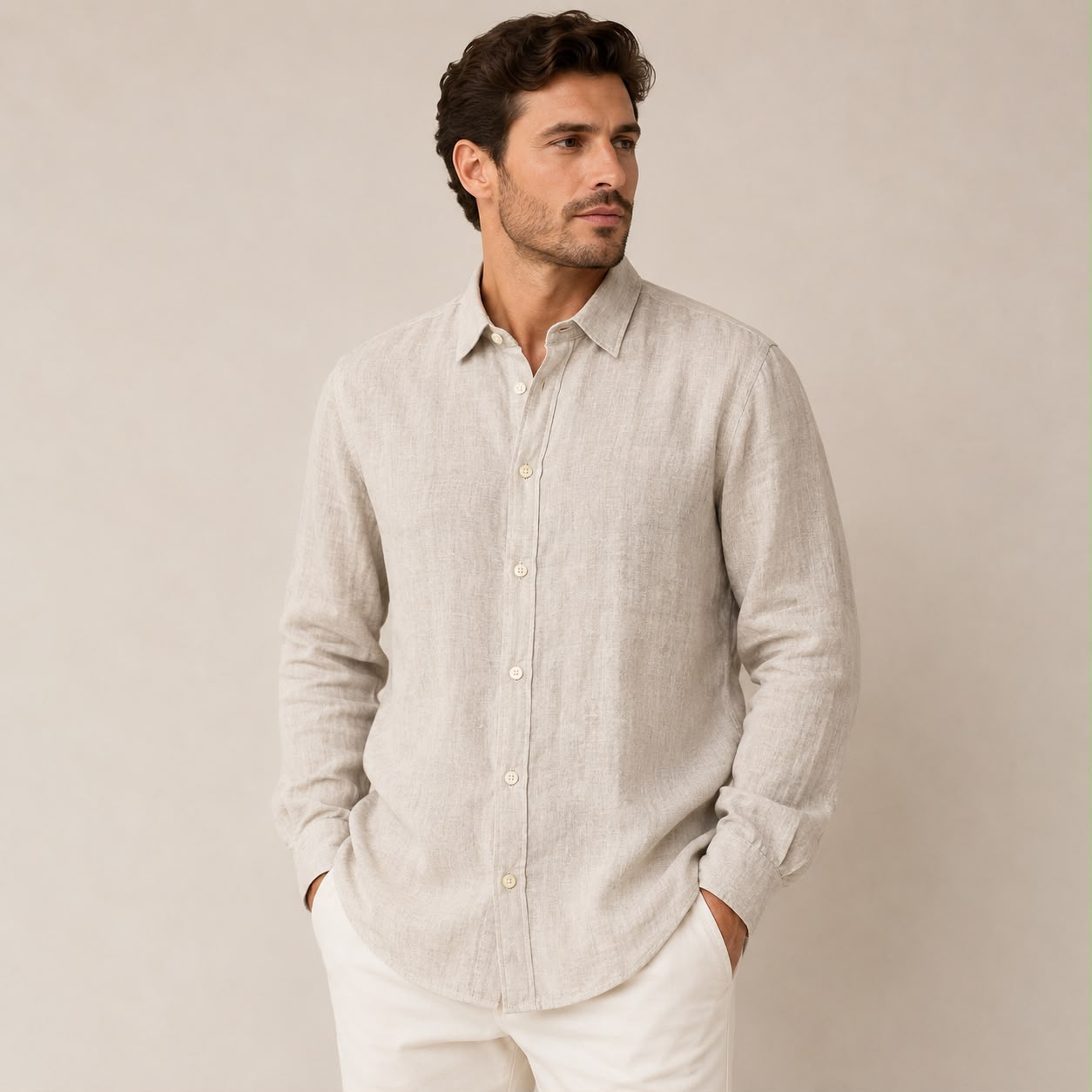 CAMISA MANGA LARGA ESTILO GUAYABERA