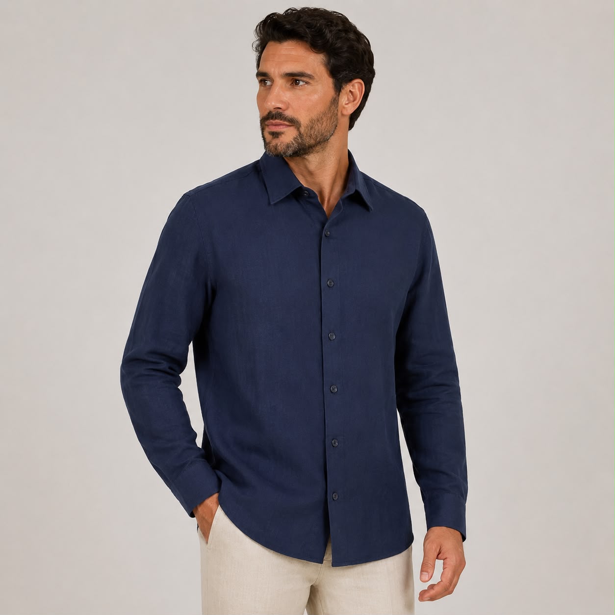 CAMISA MANGA LARGA ESTILO GUAYABERA