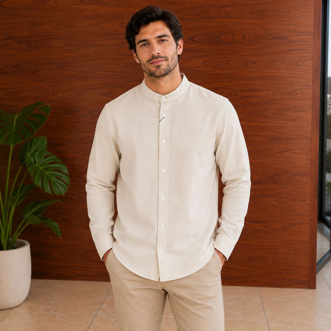 CAMISA MANGA LARGA FARIANI CUELLO MAO