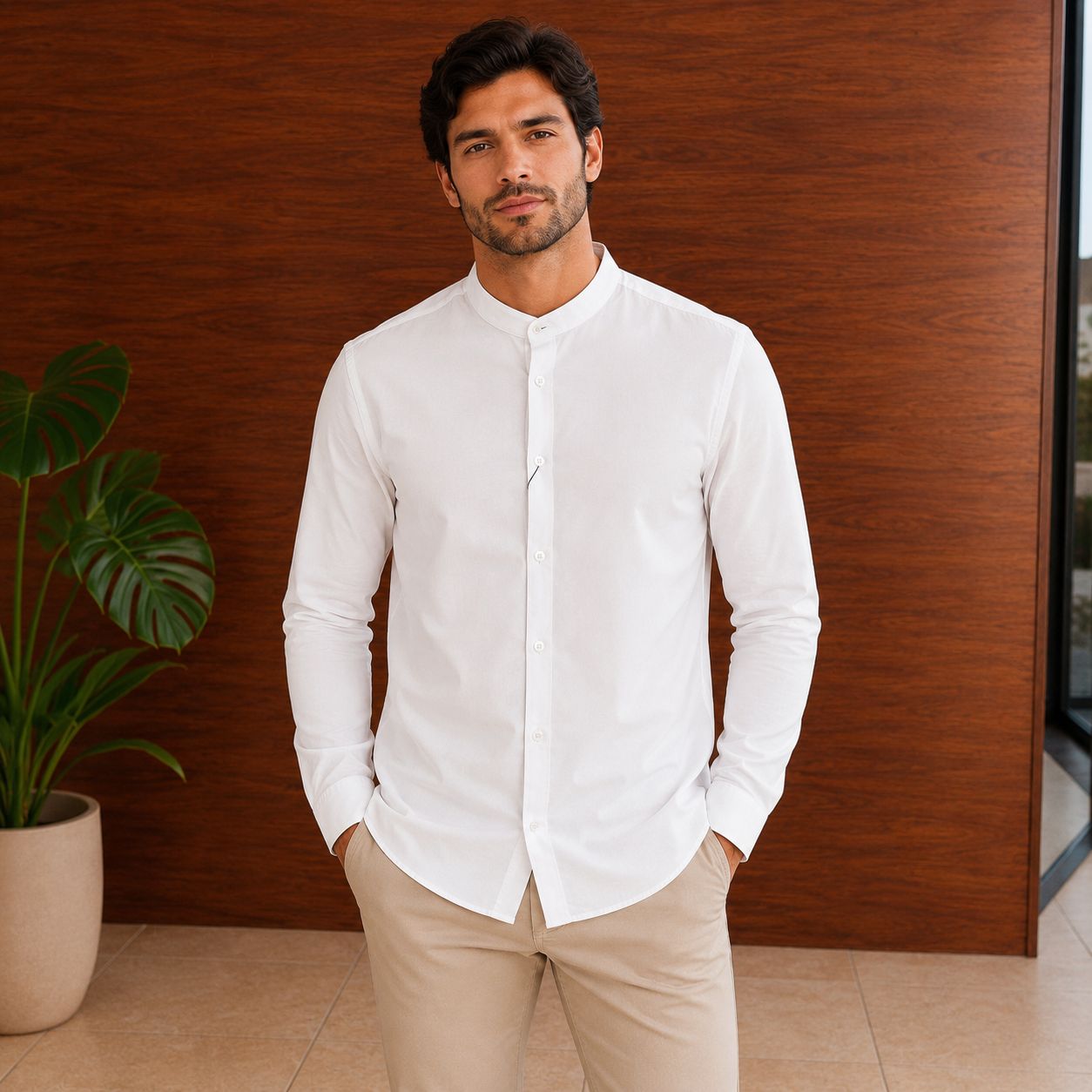 CAMISA MANGA LARGA FARIANI CUELLO MAO