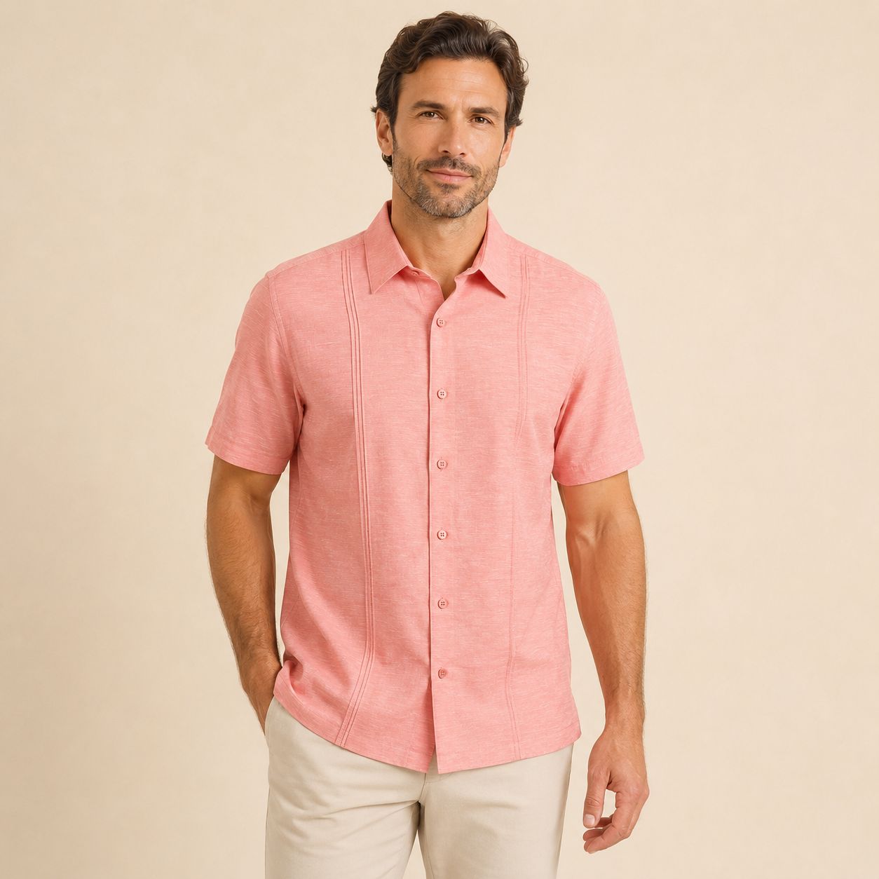 CAMISA MANGA CORTA ESTILO GUAYABERA