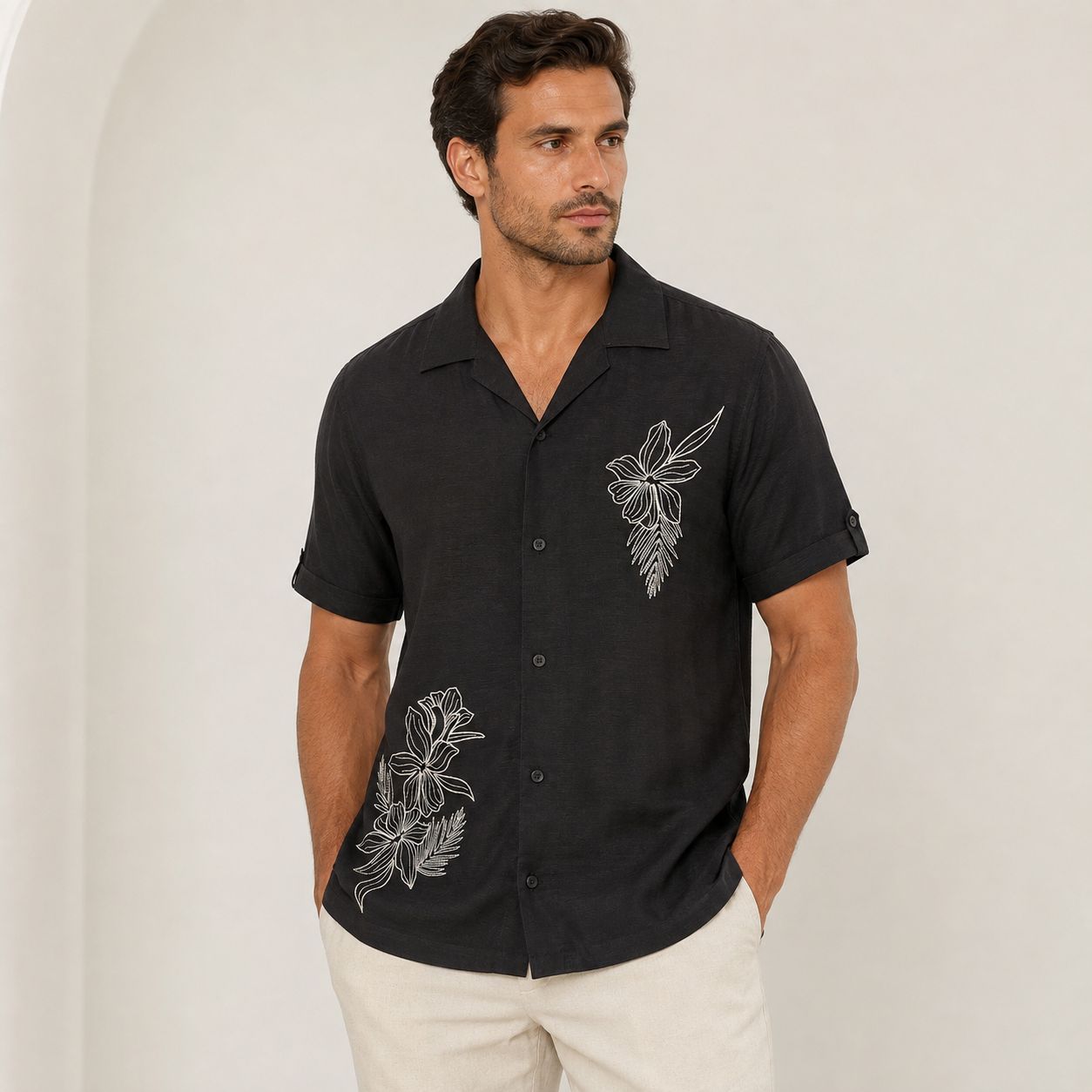 CAMISA MANGA CORTA ESTILO GUAYABERA
