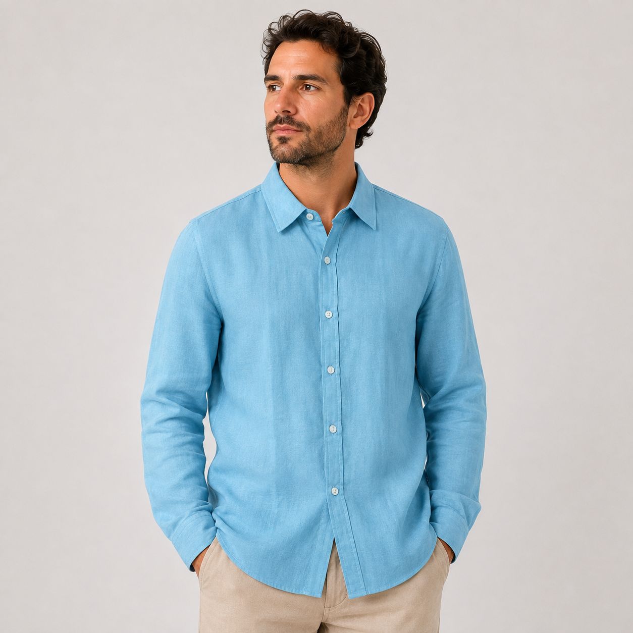 CAMISA MANGA LARGA ESTILO GUAYABERA